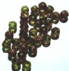 30 8mm Triangle Faceted Olivine with Antique Gold Coated Ends
